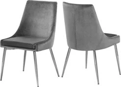 Meridian Furniture Karina Collection Modern | Contemporary Velvet Upholstered Dining Chair With Sturdy Metal Legs, Set Of 2, 19.5" W X 21.5" D X 33.5" H, Navy -Songmics Furniture Shop 316vcpkxFAL. AC