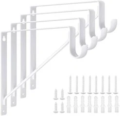 4 Pack Heavy Duty Closet Rod Brackets Holder 11 X 11 X 1 Inch, White Closet Rod Support Bracket Steel Closet Rod Holders For Hanging Clothes, Wall Mounted Shelf And Rod Support Brackets With Screws -Songmics Furniture Shop 317 MJKiYPL. AC