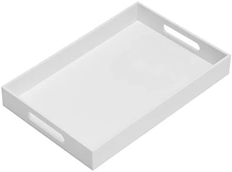 Glossy White Sturdy Acrylic Serving Tray With Handles-12x20 Inch-Serving Coffee Appetizer Breakfast-Kitchen Countertop Tray-Makeup Drawer Organizer-Vanity Table Tray-Ottoman Tray-Decorative Tray 10 Glossy White Sturdy Acrylic Serving Tray With Handles-12x20 Inch-Serving Coffee Appetizer Breakfast-Kitchen Countertop Tray-Makeup Drawer Organizer-Vanity Table Tray-Ottoman Tray-Decorative Tray - Image 10