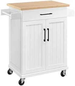 Yaheetech Kitchen Cart With Spice Rack Towel Holder, Kitchen Island With Drawer For Dining Room Kitchen Living Room, White -Songmics Furniture Shop 3174Q2g9yL. AC