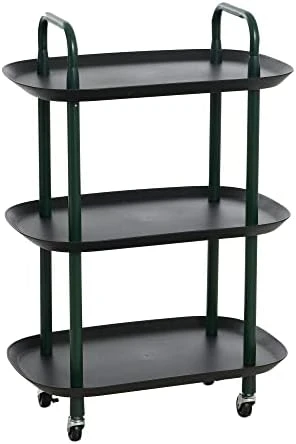 Main + Mesa Modern Plastic And Metal 2-Tier Trolley, Black And Dark Green 10 Main + Mesa Modern Plastic And Metal 2-Tier Trolley, Black And Dark Green - Image 10