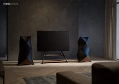 FITUEYES Design Corner Floor TV Stand For 75-100 Inch TV LCD LED Flat Curved TVs Heavy Duty TV Mount With Large Storage Wood Shelf Modern Entertainment Center, Up To 187 Lbs, Eiffel Series -Songmics Furniture Shop 317C1oZwsDL