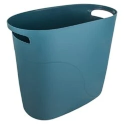 JiatuA Plastic Small Trash Can Slim Waste Basket With Handles 3.2 Gallon Narrow Garbage Container Bin For Bathroom, Bedroom, Kitchen, Home Office Under Desk, Dorm, Laundry Room, Kids Room, Black -Songmics Furniture Shop 317PGf0tmL