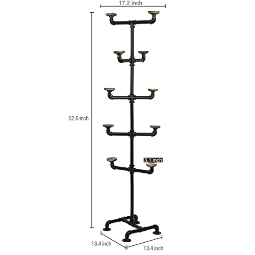 MyGift Industrial Black Metal Hat Rack Stand With 10 Round Rustic Brown Wood Hanging Hooks 3 MyGift Industrial Black Metal Hat Rack Stand With 10 Round Rustic Brown Wood Hanging Hooks - Image 3