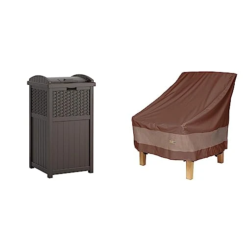 Suncast 33 Gallon Hideaway Trash Can For Patio - Resin Outdoor Trash With Lid - Use In Backyard, Deck, Or Patio - Dark Taupe 11 Suncast 33 Gallon Hideaway Trash Can For Patio - Resin Outdoor Trash With Lid - Use In Backyard, Deck, Or Patio - Dark Taupe - Image 11