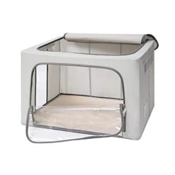 3Pack Frame Storage Box - Clothes Storage Bin Bags Oxford Fabric Foldable Stackable Container Organizer Set With Clear Window & Carry Handles Large Capacity (Grey, Large-66L) -Songmics Furniture Shop 317nL29mplS