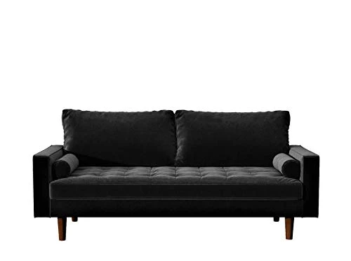 Container Furniture Direct Womble Velvet Upholstered Living Room Diamond Tufted Chesterfield Sofa With Gleaming Nailheads, Midnight 2 Container Furniture Direct Womble Velvet Upholstered Living Room Diamond Tufted Chesterfield Sofa With Gleaming Nailheads, Midnight - Image 2