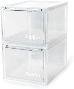 SupBro Collection Crate - Easy Access Storage Shoes Box -Plastic Foldable Stackable Sneaker Display Storage With Clear Front Door Organizer-8 Pack (Black) 15 SupBro Collection Crate - Easy Access Storage Shoes Box -Plastic Foldable Stackable Sneaker Display Storage With Clear Front Door Organizer-8 Pack (Black) -Songmics Furniture Shop 317wvDoSuiL. AC