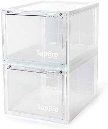 SupBro Collection Crate - Easy Access Storage Shoes Box -Plastic Foldable Stackable Sneaker Display Storage With Clear Front Door Organizer-8 Pack (Black) 7 SupBro Collection Crate - Easy Access Storage Shoes Box -Plastic Foldable Stackable Sneaker Display Storage With Clear Front Door Organizer-8 Pack (Black) - Image 7