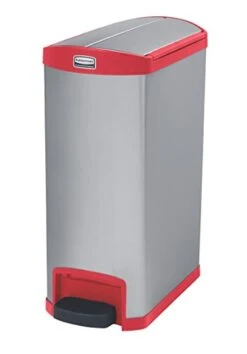 Rubbermaid Commercial Products Slim Jim Front Step-On Trash Can, Stainless Steel, 24 Gallon, Black, Indoor/Outdoor Waste Container For Office/Hospital/Mall/Kitchen -Songmics Furniture Shop 318LtnAVooL