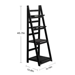Babion Ladder Shelf, 4-Tier Bookshelf, Industrial Leaning Bookshelves Ladder Bookcase Wooden Shelf With Stable Frame Plant Stand Storage Rack Shelf For Kitchen, Bathroom-Black 10 Babion Ladder Shelf, 4-Tier Bookshelf, Industrial Leaning Bookshelves Ladder Bookcase Wooden Shelf With Stable Frame Plant Stand Storage Rack Shelf For Kitchen, Bathroom-Black -Songmics Furniture Shop 318S6xgIzYL