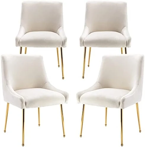 ZHENGHAO Velvet Dining Chairs Set Of 6, Modern Accent Kitchen Chairs With Gold Legs Upholstered Guest Chairs For Living Room/Kitchen/Restaurant, White 10 ZHENGHAO Velvet Dining Chairs Set Of 6, Modern Accent Kitchen Chairs With Gold Legs Upholstered Guest Chairs For Living Room/Kitchen/Restaurant, White - Image 10