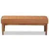 Baxton Studio Sanford Mid-Century Modern Tan Faux Leather Upholstered And Walnut Brown Finished Wood Dining Bench