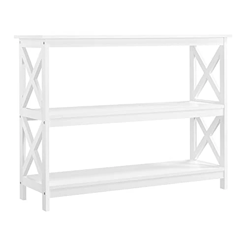 Topeakmart 42 Inch Long Console Sofa Table X Design Narrow Entryway Hallway Table W/ 3 Storage Shelves For Living Room, White 1 Topeakmart 42 Inch Long Console Sofa Table X Design Narrow Entryway Hallway Table W/ 3 Storage Shelves For Living Room, White