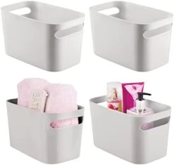 MDesign Deep Plastic Bathroom Bin With Handles - Storage Organizer For Vanity Countertop - Hold Soap, Body Wash, Shampoo, Lotion, Conditioner, Hand Towels - 10" Long, Aura Collection, 4 Pack, Clear 20 MDesign Deep Plastic Bathroom Bin With Handles - Storage Organizer For Vanity Countertop - Hold Soap, Body Wash, Shampoo, Lotion, Conditioner, Hand Towels - 10" Long, Aura Collection, 4 Pack, Clear -Songmics Furniture Shop 319XBSJpOcL. AC
