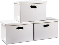 PRANDOM Large Collapsible Storage Bin With Lid [1-Pack] Leather Fabric Foldable Storage Box Organizer Containes Basket Cube With Cover For Home Bedroom Closet Office Nursery Black (17.7x11.8x11.8) -Songmics Furniture Shop 319jUD1lVaL. AC