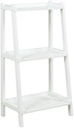 New Ridge Home Goods 2027-WHT Solid Wood Ladder Style Bookcase Bookshelf, Small, White -Songmics Furniture Shop 319nYhxPVcL. AC