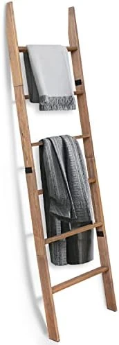 Ilyapa Blanket Ladder For The Living Room - Rustic Decorative Quilt Ladder, White Weathered Wood 8 Ilyapa Blanket Ladder For The Living Room - Rustic Decorative Quilt Ladder, White Weathered Wood - Image 8