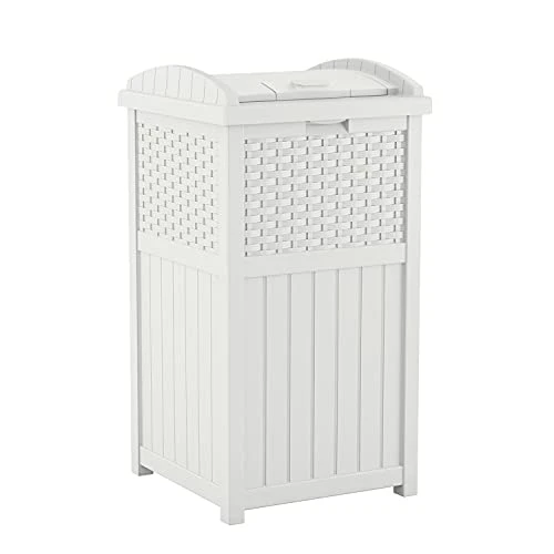 Suncast 33 Gallon Hideaway Trash Can For Patio - Resin Outdoor Trash With Lid - Use In Backyard, Deck, Or Patio - Dark Taupe 12 Suncast 33 Gallon Hideaway Trash Can For Patio - Resin Outdoor Trash With Lid - Use In Backyard, Deck, Or Patio - Dark Taupe - Image 12