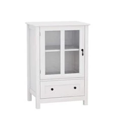 RASOO Kicthen Storage Cabinet White Modern Glass Door With Shelf And Drawer Sideboard Buffet Cabinet Entryway Cabinet, 22.05" X 14.37" X 31.7"H -Songmics Furniture Shop 319ubVw3wwL