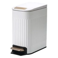 CEROELDA Small Bathroom Trash Can With Plastic Lid, 6L/1.6 Gal Stainless Steel Slim Garbage Can-Metal Wastebasket-Rectangle Pedal Step Trash Bin -for Narrow Kitchen Bedroom Office Toilet-Black 15 CEROELDA Small Bathroom Trash Can With Plastic Lid, 6L/1.6 Gal Stainless Steel Slim Garbage Can-Metal Wastebasket-Rectangle Pedal Step Trash Bin -for Narrow Kitchen Bedroom Office Toilet-Black -Songmics Furniture Shop 31A3DWaIK L