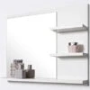 Bathroom Mirror Wall Mounted, White Hanging Mirror With Shelf Bathroom Decor Bathroom Vanity Mirror With Shelves Wall Mirrors Decorative Frameless Modern Decor R
