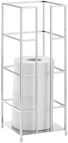 MDesign Metal Free-Standing Toilet Paper Reserve Tower Stand, 3-Jumbo Tissue Roll Storage Canister Holder For Bathroom Under Sink, Shelf, Beside Vanity, Cabinet, Corner, Citi Collection - Chrome 8 MDesign Metal Free-Standing Toilet Paper Reserve Tower Stand, 3-Jumbo Tissue Roll Storage Canister Holder For Bathroom Under Sink, Shelf, Beside Vanity, Cabinet, Corner, Citi Collection - Chrome - Image 8