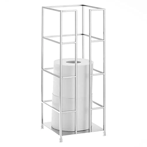 MDesign Metal Free-Standing Toilet Paper Reserve Tower Stand, 3-Jumbo Tissue Roll Storage Canister Holder For Bathroom Under Sink, Shelf, Beside Vanity, Cabinet, Corner, Citi Collection - Chrome 1 MDesign Metal Free-Standing Toilet Paper Reserve Tower Stand, 3-Jumbo Tissue Roll Storage Canister Holder For Bathroom Under Sink, Shelf, Beside Vanity, Cabinet, Corner, Citi Collection - Chrome