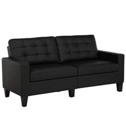 DHP Emily Upholstered Sofa Couch Living Room Furniture, Black