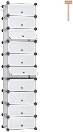 DINMO 10-Tier Shoe Rack With Doors For Entryway, 20 Pairs, Portable Plastic Cubby Shoe Shelves Organizer Unit, DIY Shoe Cabinet, White -Songmics Furniture Shop 31Aeq2jfUkL. AC