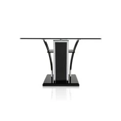 BOWERY HILL Contemporary Glass Top Rectangular Dining Table In Black -Songmics Furniture Shop 31AespBfsOL