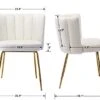 Janoray Velvet Dining Chairs Upholstered Gold Metal Legs Cream Mid Century Modern Accent Chair Set Of 2 For Living Room Kitchen Dining Room, Cream