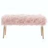 Chairus Faux Fur Entryway Bench Small Shaggy Furry Ottoman Bench For Bedroom Living Room, Pink