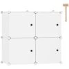 C&AHOME Cube Storage Organizer With Doors, 4-Cube Shelves, Closet Cabinet, DIY Plastic Modular Bookshelf Ideal For Bedroom, Living Room, 24.8" L X 12.4" W X 24.8" H Milky USHS04M-DOOR