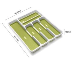 Addis Premium Anti-Slip Soft Base Drawer Cutlery Organiser Tray, White/Green -Songmics Furniture Shop 31BM5aY3qTS