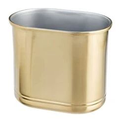 MDesign Slim Round Metal 3 Gallon Tall Trash Can Wastebasket, Garbage Container Bin For Bathroom, Powder Room, Kitchen, Home Office, Kid Playroom - Vivi Collection - Bronze -Songmics Furniture Shop 31BRKiCWfL