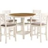 New Classic Furniture Cori 5-Piece Round Counter Dining Set With 1 Dining Table And 4 Chairs, 42-Inch, Bisque