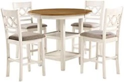 New Classic Furniture Cori 5-Piece Round Counter Dining Set With 1 Dining Table And 4 Chairs, 42-Inch, Bisque -Songmics Furniture Shop 31BVxxianoL. AC