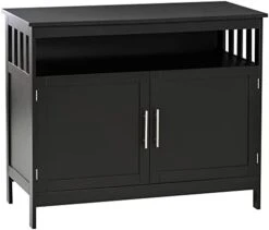 HOMCOM Sideboard Buffet Cabinet, Modern Kitchen Cabinet, Coffee Bar Cabinet With 2-Level Shelf And Open Compartment, Black -Songmics Furniture Shop 31Ba6PZ02L. AC