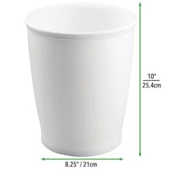 MDesign Plastic Modern Round Shatter-Resistant Small 1.6 Gallon Trash Can Wastebasket, Garbage Container Bin For Bathrooms, Kitchens, Home Offices, Dorm Rooms - Hyde Collection - 2 Pack, White -Songmics Furniture Shop 31BisOqrPIL
