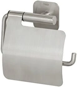 Tiger Colar Toilet Roll Holder With Cover, Mounting Without Drilling, Stainless Steel Polished, 14,6x13,3x3,5 Cm -Songmics Furniture Shop 31CGVqCdn L. AC