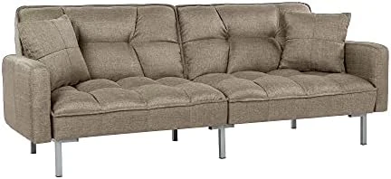Casa Andrea Milano Llc Modern Plush Tufted Linen Fabric Splitback Living Room Sleeper Futon, Small, Dark Grey 7 Casa Andrea Milano Llc Modern Plush Tufted Linen Fabric Splitback Living Room Sleeper Futon, Small, Dark Grey - Image 7