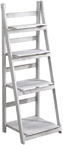 ECOMEX Foldable Plant Shelf, Ladder Shelf, Indoor Plant Stand, Ladder Bookshelf, Wood Rustic Ladder Shelf For Patio Garden Home Living Room(White) 8 ECOMEX Foldable Plant Shelf, Ladder Shelf, Indoor Plant Stand, Ladder Bookshelf, Wood Rustic Ladder Shelf For Patio Garden Home Living Room(White) - Image 8