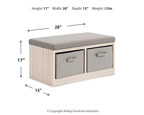 Signature Design By Ashley Blariden Upholstered Storage Bench With Removable Baskets, Gray 2 Signature Design By Ashley Blariden Upholstered Storage Bench With Removable Baskets, Gray - Image 2