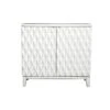 Simple Relax 2 Door Accent Cabinet With Geometric Carving, Antique White