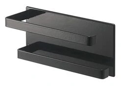 Yamazaki 5394 Magnetic Bathroom Towel Hanger, 2 Tiers, Black, Approx. W 7.1 X D 2.4 X H 3.3 Inches (18 X 6.2 X 8.5 Cm), Tower With Hook, Bathroom Storage