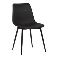 Armen Living Monte Dining Chair In Black Faux Leather And Black Powder Coat Finish,LCMOCHBLACK, Black