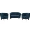 Modway Prospect Upholstered Fabric Living Room, Loveseat And Two Armchairs Set, Azure