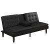XIEXIUXIA Futon With Cupholder, Black Convertible Folding Bed Sofa