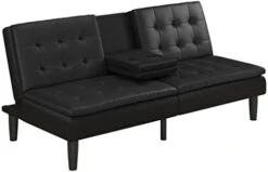 XIEXIUXIA Futon With Cupholder, Black Convertible Folding Bed Sofa -Songmics Furniture Shop 31DFoDa698L. AC